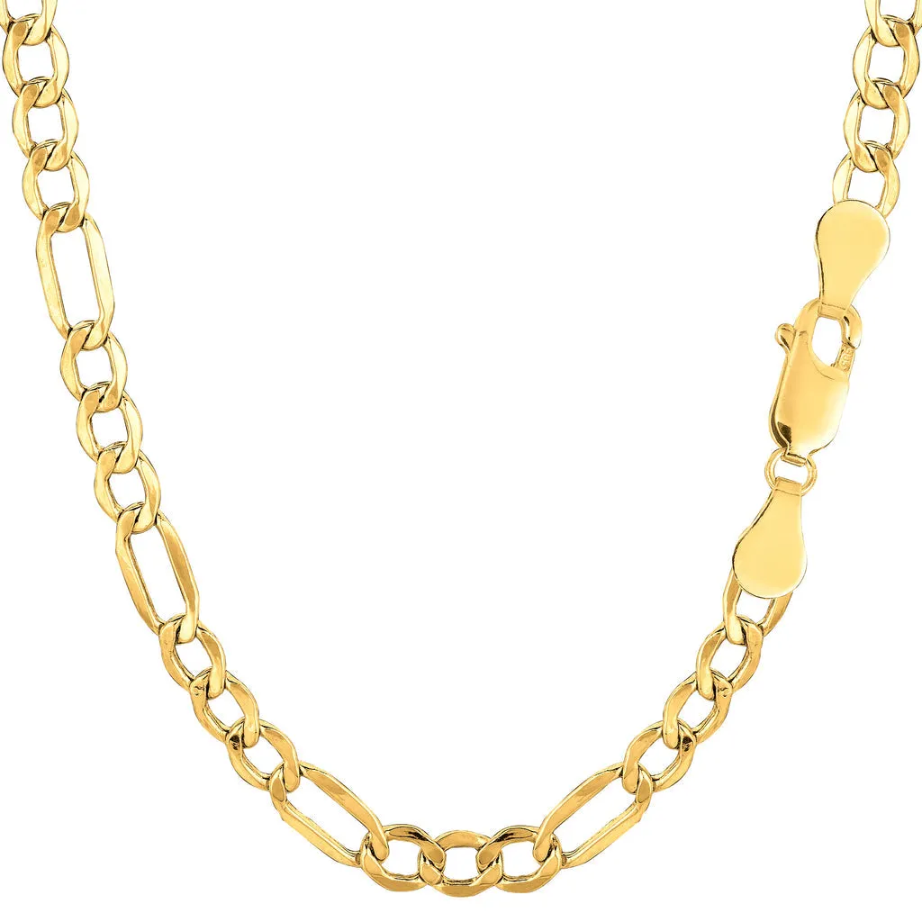 10K Yellow Gold 4.5MM Hollow Figaro Link Chains|Fine Gold Jewelry