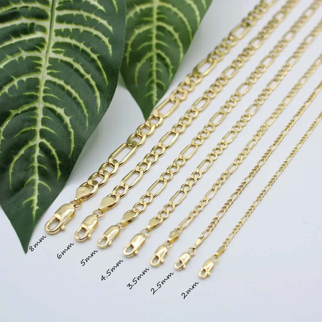 10K Yellow Gold 4.5MM Hollow Figaro Link Chains|Fine Gold Jewelry