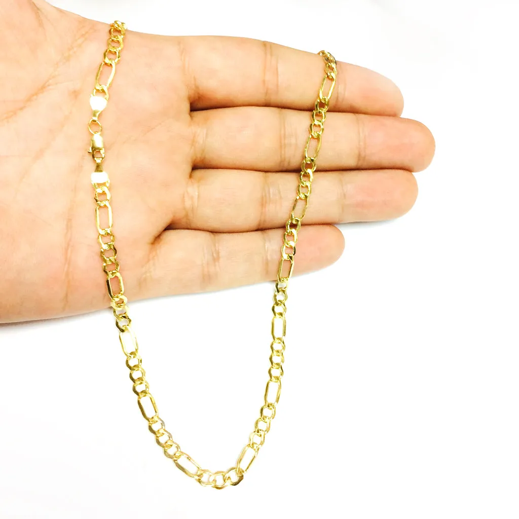 10K Yellow Gold 4.5MM Hollow Figaro Link Chains|Fine Gold Jewelry