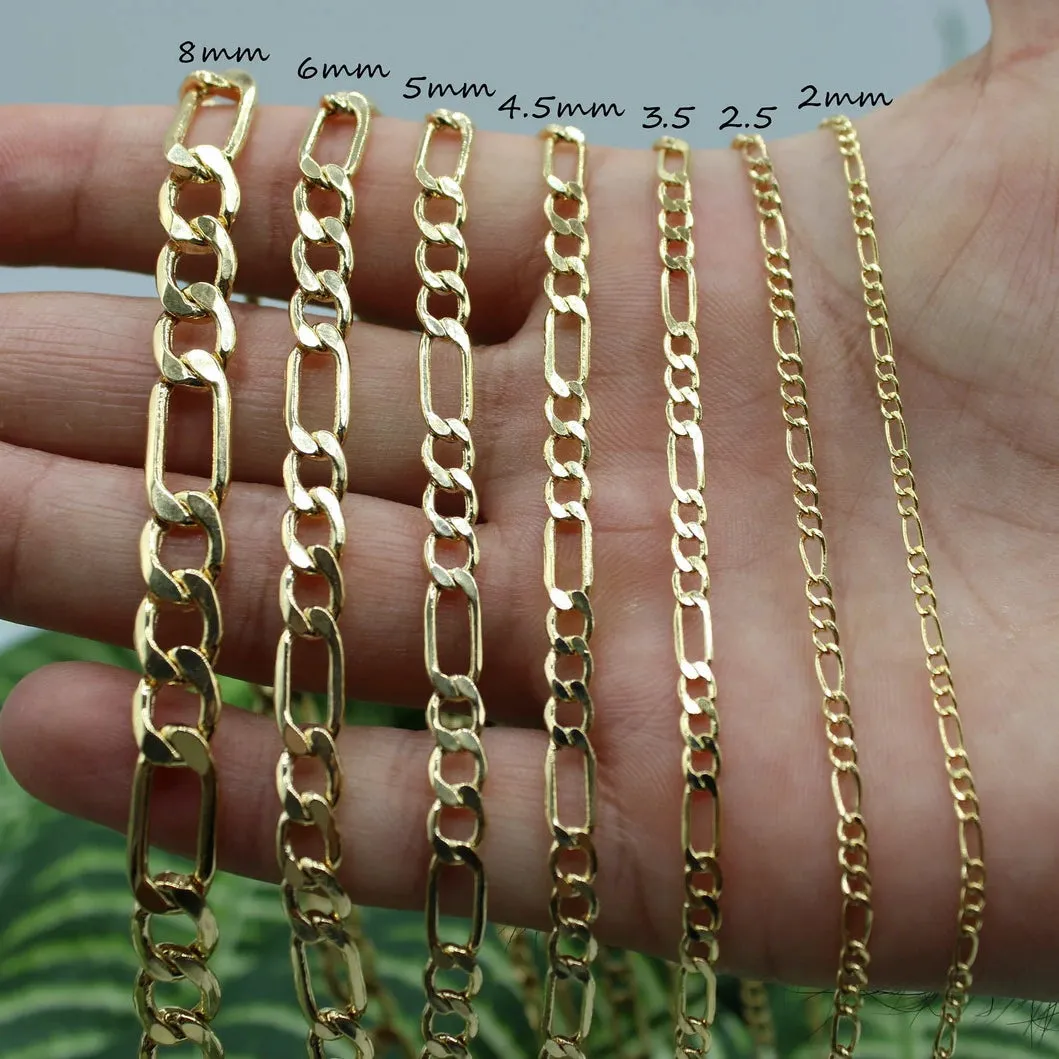 10K Yellow Gold 4.5MM Hollow Figaro Link Chains|Fine Gold Jewelry