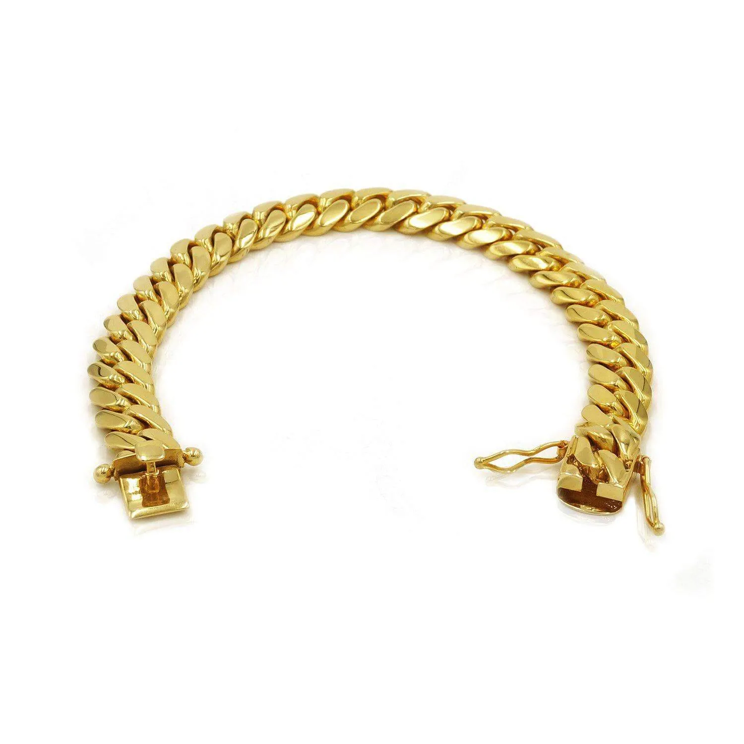 11mm Solid Cuban Link Bracelet in 10K Yellow Gold