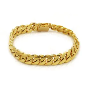 11mm Solid Cuban Link Bracelet in 10K Yellow Gold