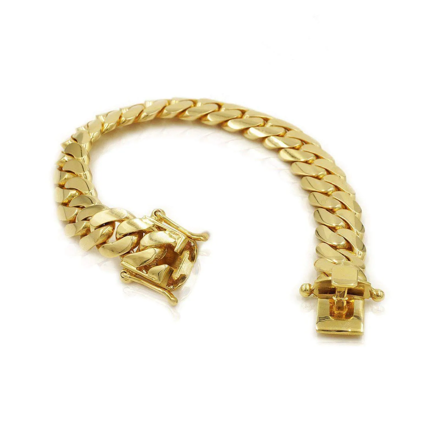 12mm Solid Cuban Link Bracelet in 10K Yellow Gold