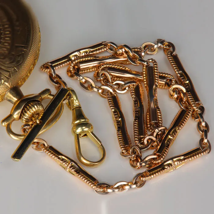 14K Yellow Gold 1925 Elgin Pocket Watch With Watch Fob Chain