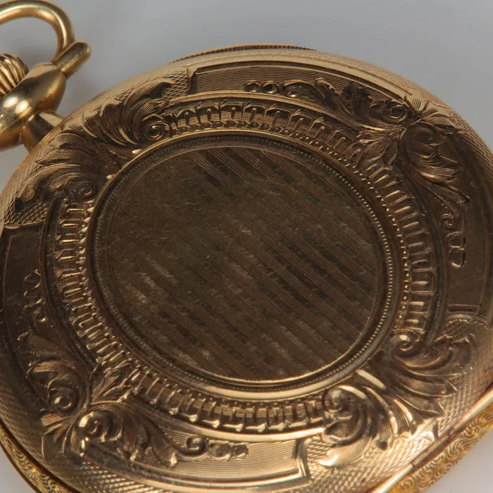 14K Yellow Gold 1925 Elgin Pocket Watch With Watch Fob Chain