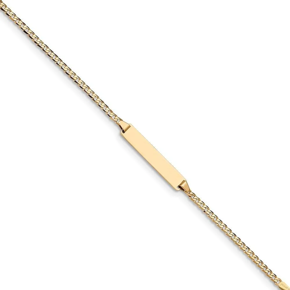 14K Yellow Gold Childrens Curb Link ID Bracelet