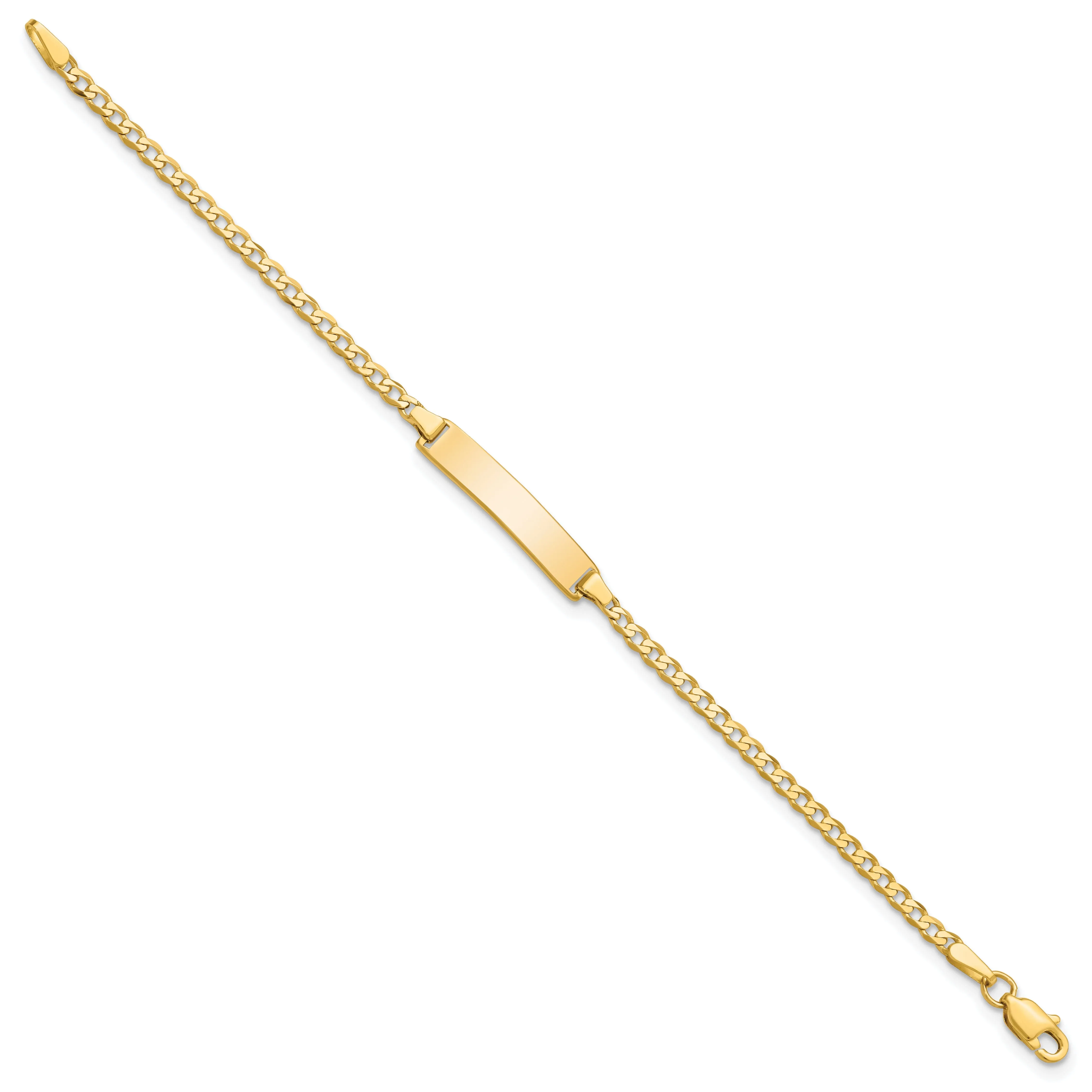 14K Yellow Gold Childrens Curb Link ID Bracelet