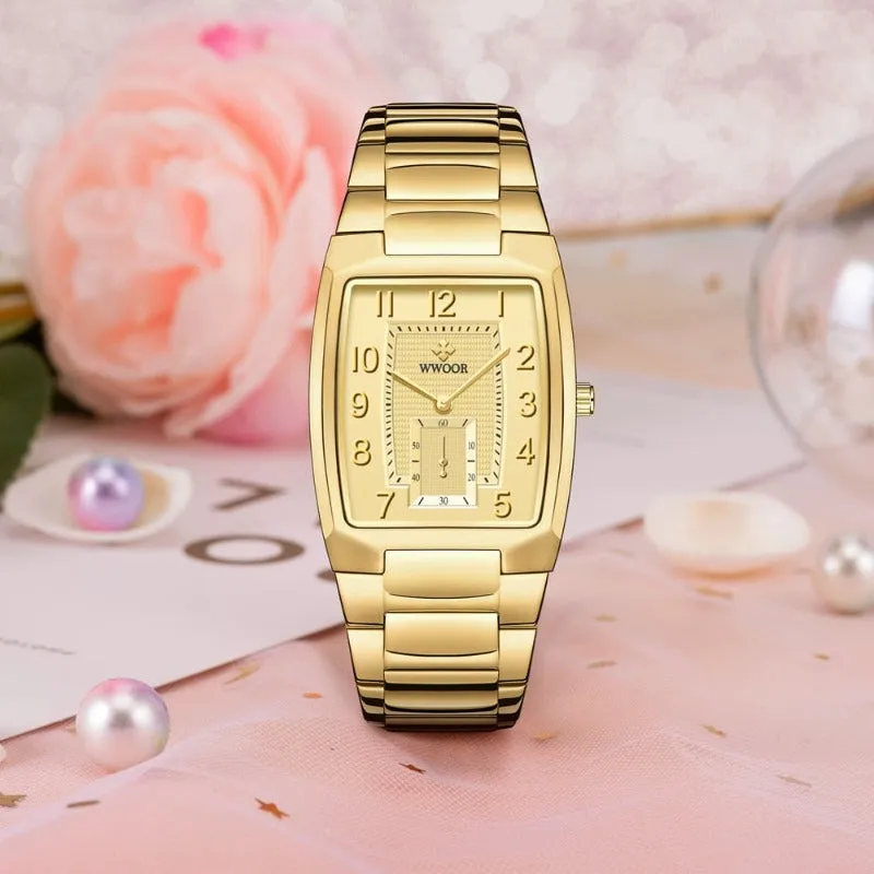 18K Yellow Gold Women Watch Women Bracelet Wrist Jewelry