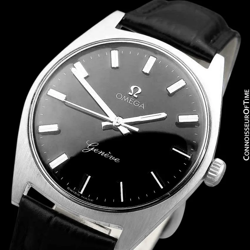 1970 Omega Geneve Vintage Mens Waterproof Style Dress Watch - Stainless Steel