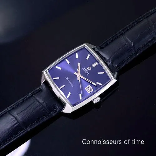 1970's Omega Seamaster Compressor Mens Vintage Watch with Blue Dial,565 Movement, Automatic - Stainless Steel