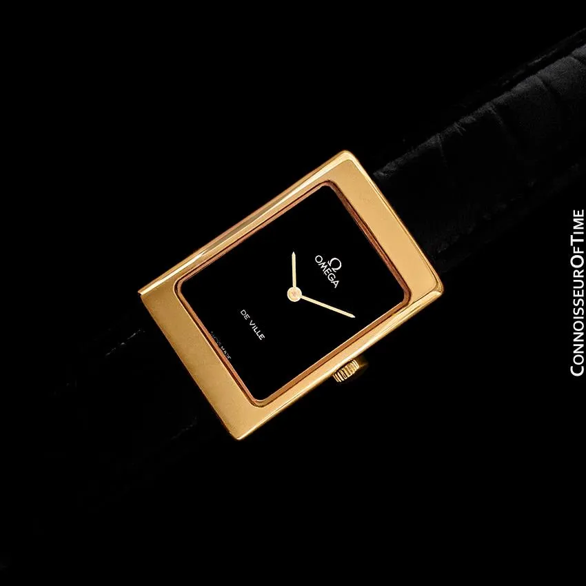 1973 Omega De Ville Vintage Mens Midsize Dress Watch - 18K Gold Plated