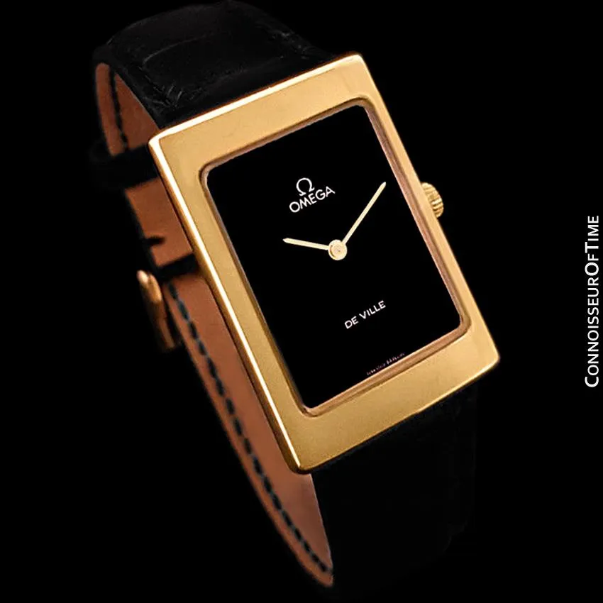 1973 Omega De Ville Vintage Mens Midsize Dress Watch - 18K Gold Plated
