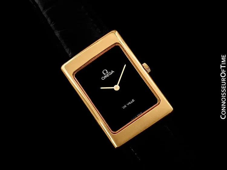 1973 Omega De Ville Vintage Mens Midsize Dress Watch - 18K Gold Plated