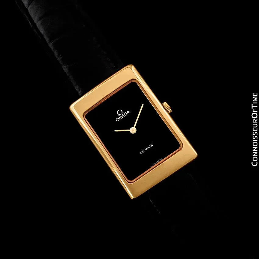 1973 Omega De Ville Vintage Mens Midsize Dress Watch - 18K Gold Plated