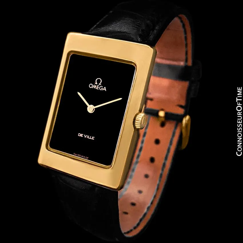 1973 Omega De Ville Vintage Mens Midsize Dress Watch - 18K Gold Plated