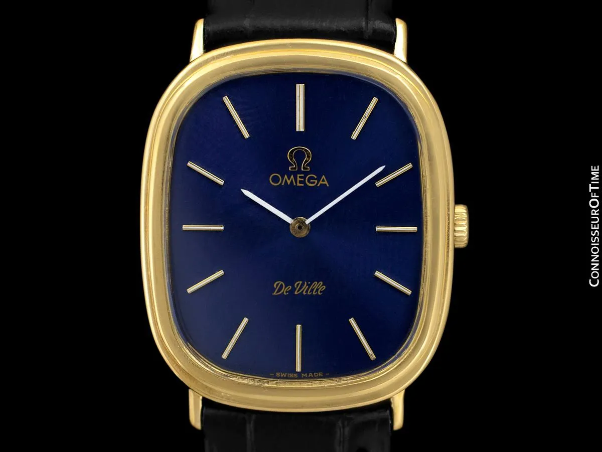 1974 Omega De Ville Vintage Mens Handwound Ellipse Ultra Thin Dress Watch - 18K Gold Plated & Stainless Steel
