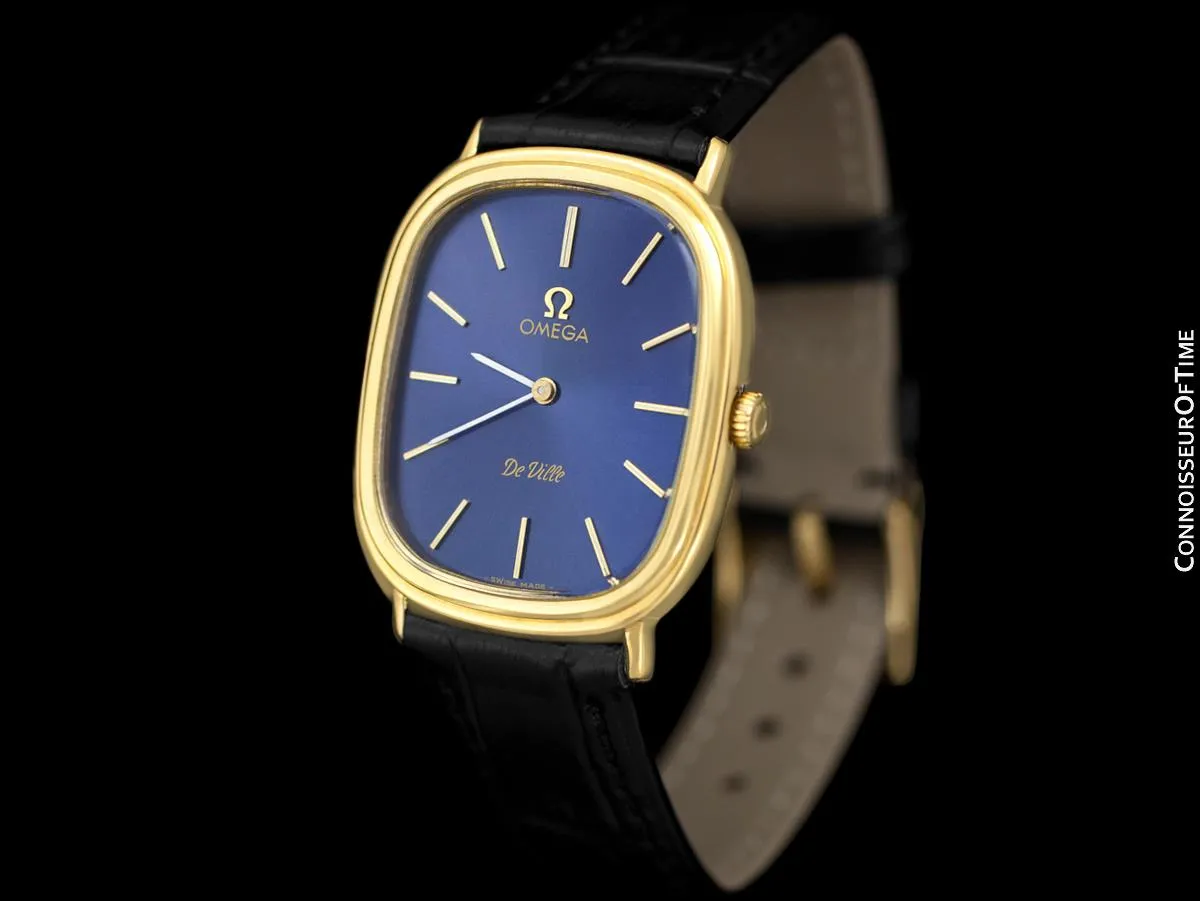 1974 Omega De Ville Vintage Mens Handwound Ellipse Ultra Thin Dress Watch - 18K Gold Plated & Stainless Steel