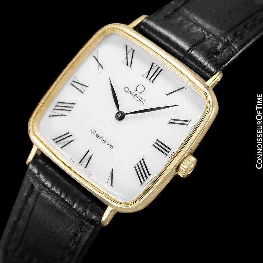 1974 Omega Geneve Vintage Midsize Handwound Ultra Slim Watch - 18K Gold Plated & Stainless Steel