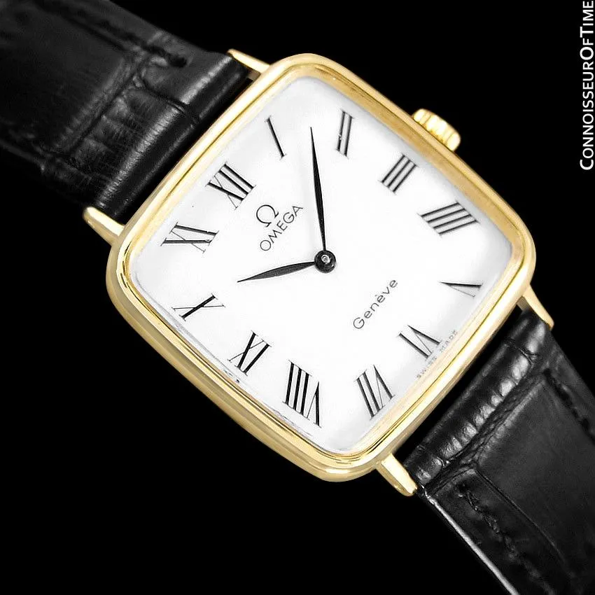 1974 Omega Geneve Vintage Midsize Handwound Ultra Slim Watch - 18K Gold Plated & Stainless Steel