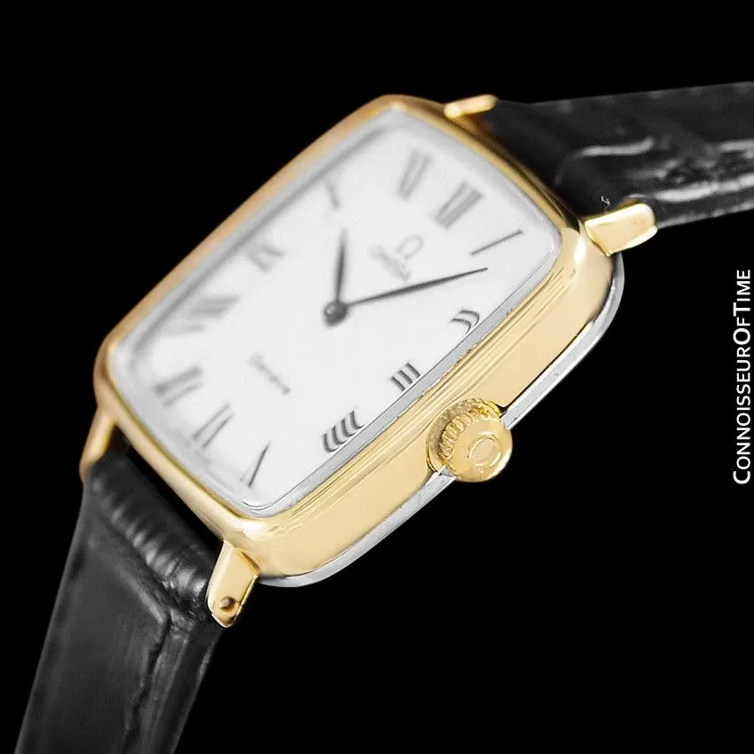 1974 Omega Geneve Vintage Midsize Handwound Ultra Slim Watch - 18K Gold Plated & Stainless Steel