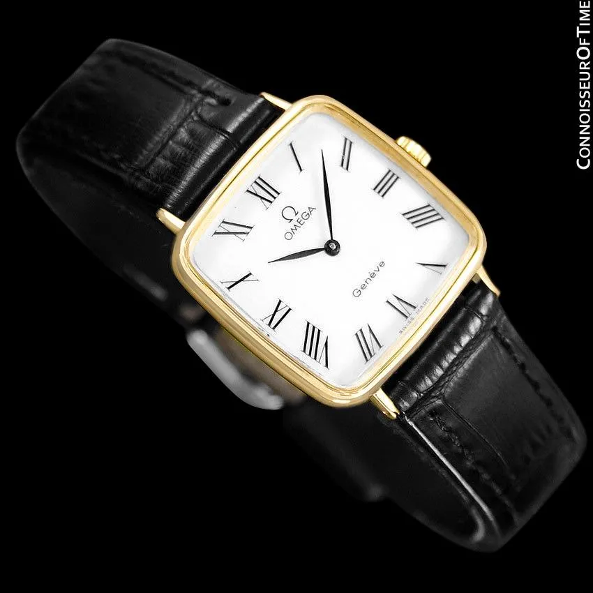 1974 Omega Geneve Vintage Midsize Handwound Ultra Slim Watch - 18K Gold Plated & Stainless Steel