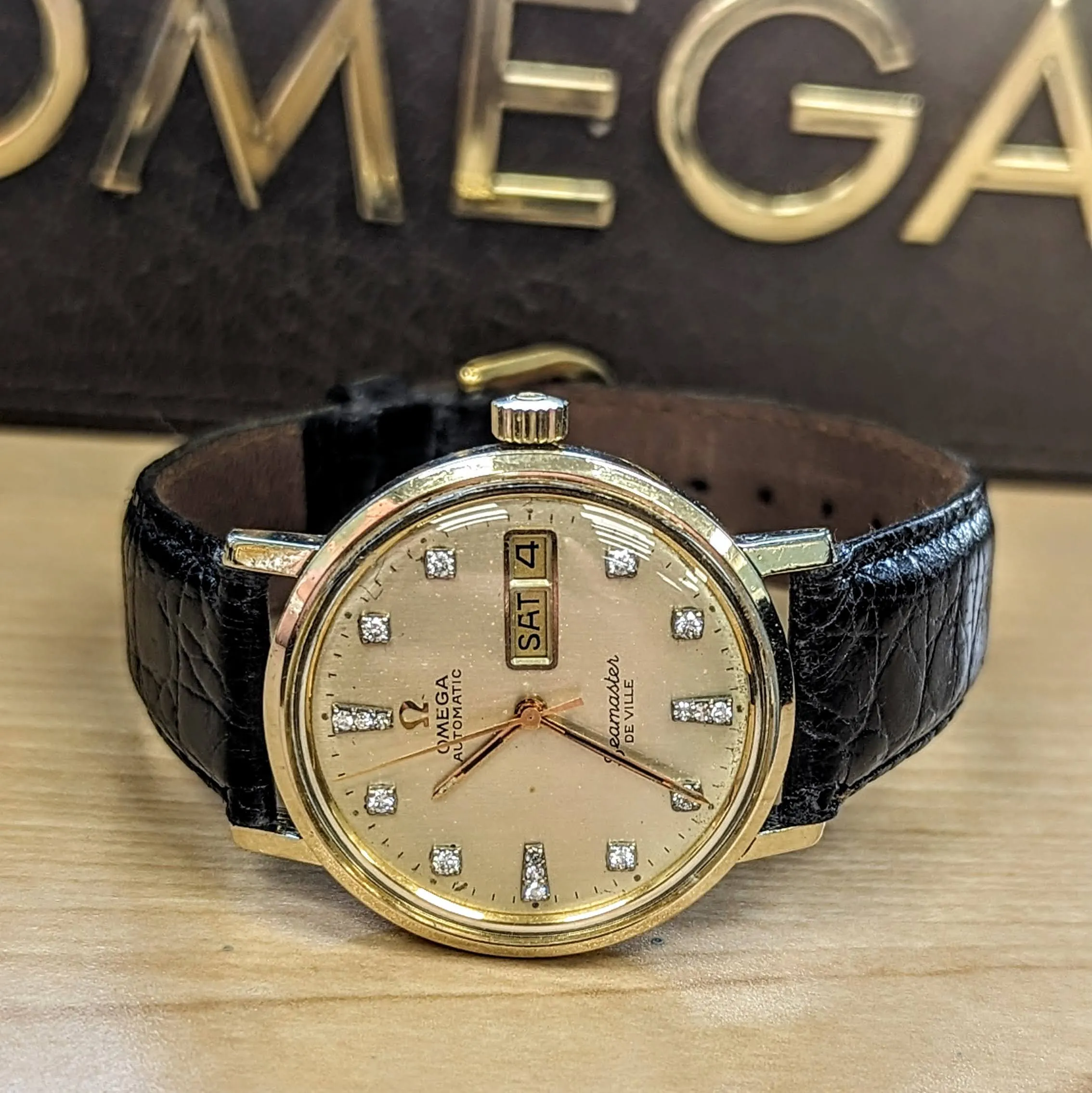 1975 OMEGA Seamaster De Ville Automatic Watch Ref. C6336 Diamond Dial Cal. 1020 Wristwatch