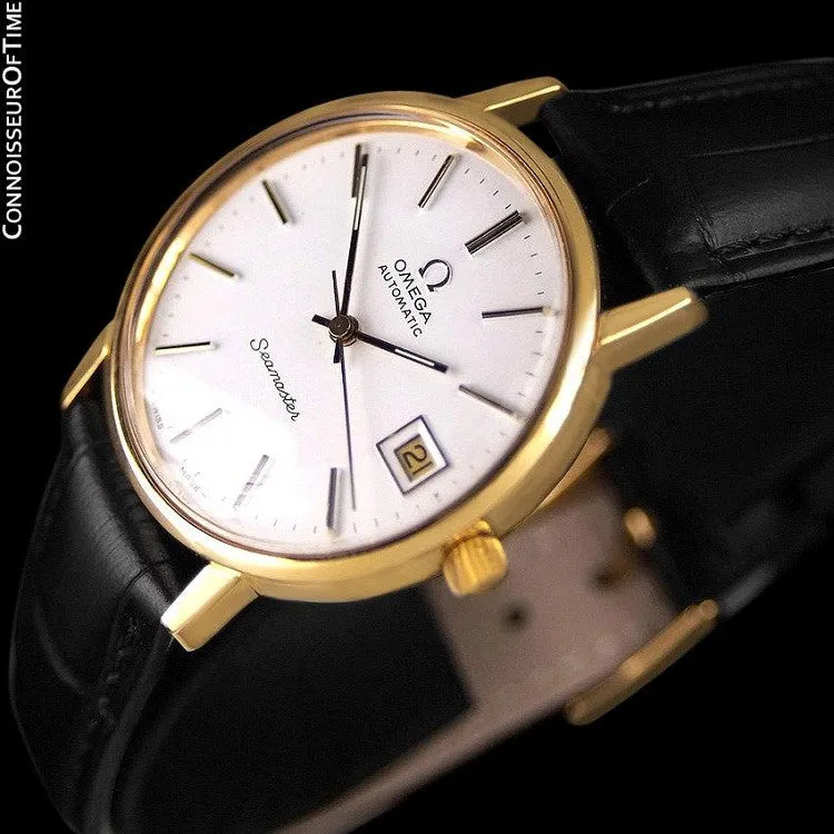 1979 Omega Vintage Seamaster Mens Watch, Automatic, Date - 18K Gold Plated & Stainless Steel