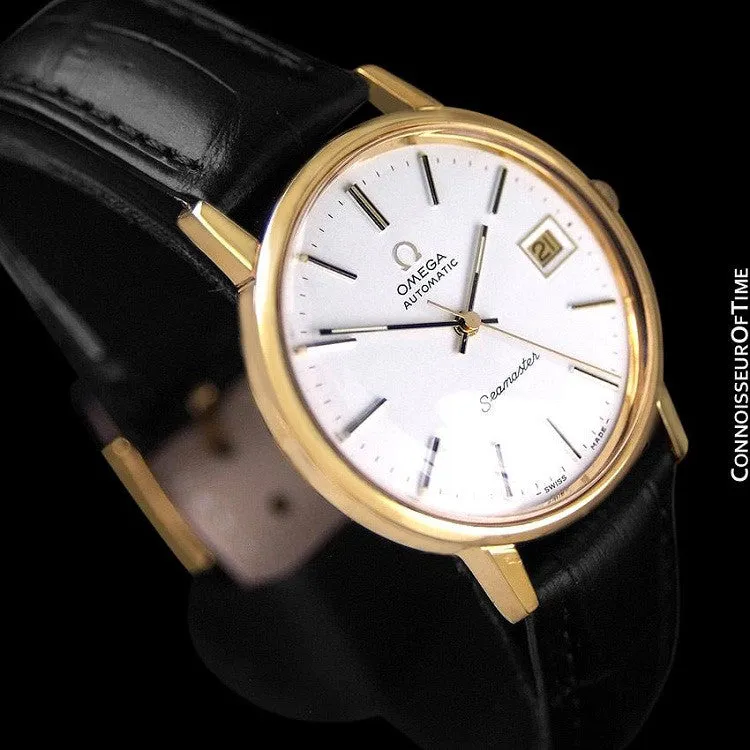 1979 Omega Vintage Seamaster Mens Watch, Automatic, Date - 18K Gold Plated & Stainless Steel