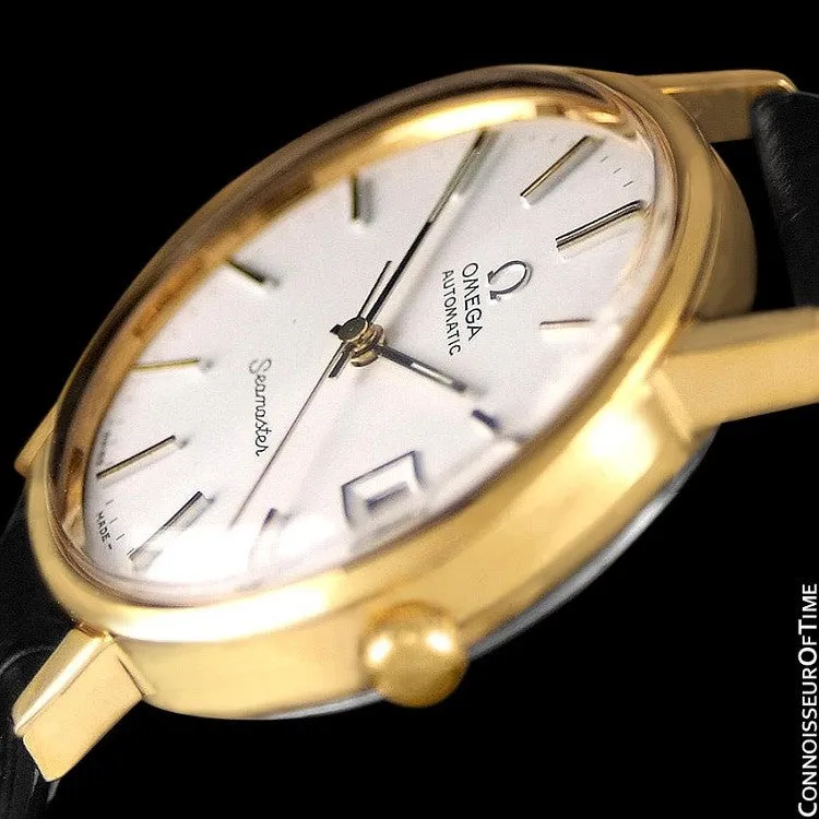 1979 Omega Vintage Seamaster Mens Watch, Automatic, Date - 18K Gold Plated & Stainless Steel
