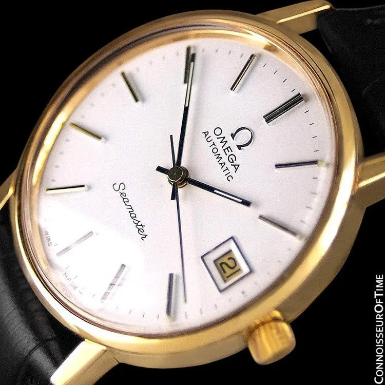 1979 Omega Vintage Seamaster Mens Watch, Automatic, Date - 18K Gold Plated & Stainless Steel