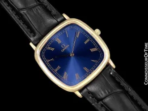 1980's Omega De Ville Vintage Mens Midsize Ultra Thin Dress Watch - 18K Gold Plated & Stainless Steel