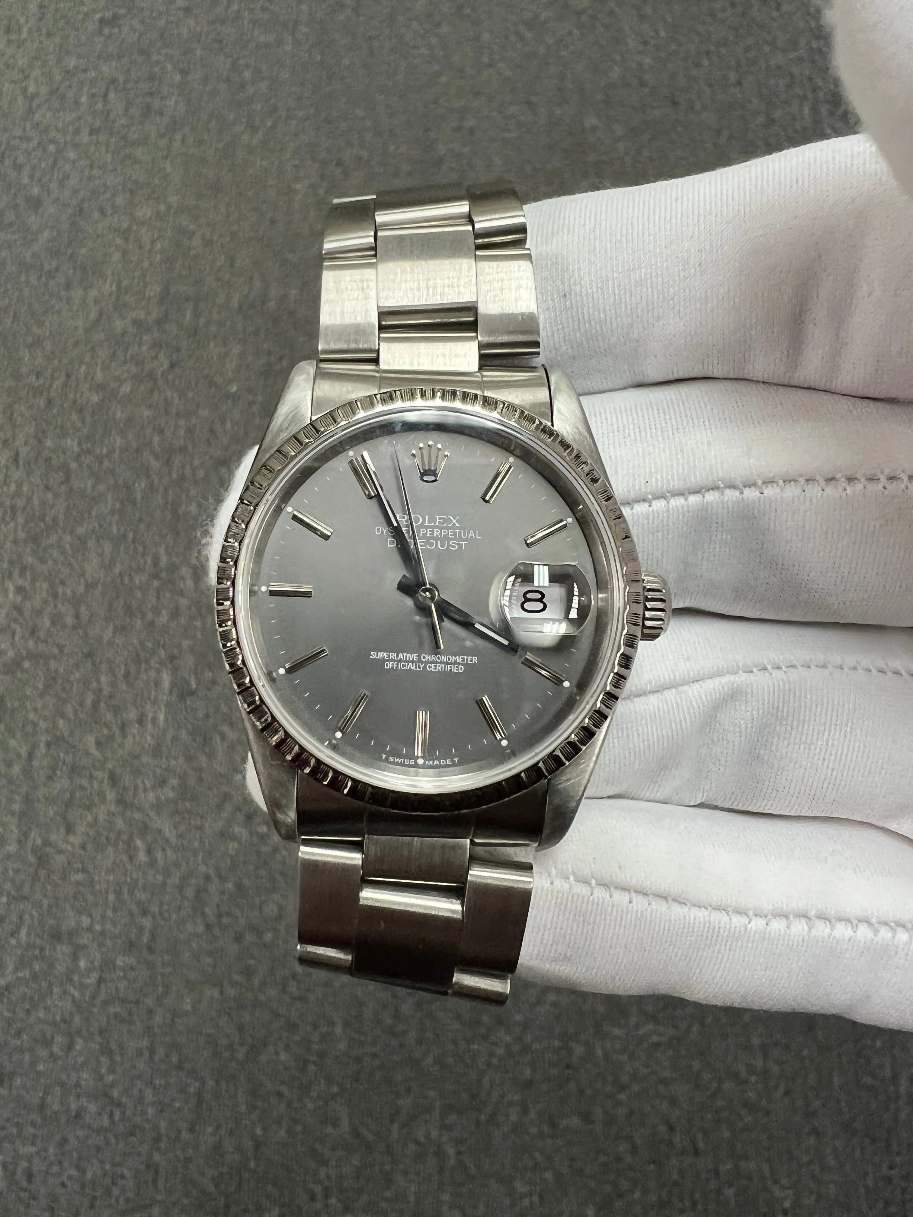 1989 Rolex Datejust Oyster Perpetual Gray Dial Stainless Steel Watch