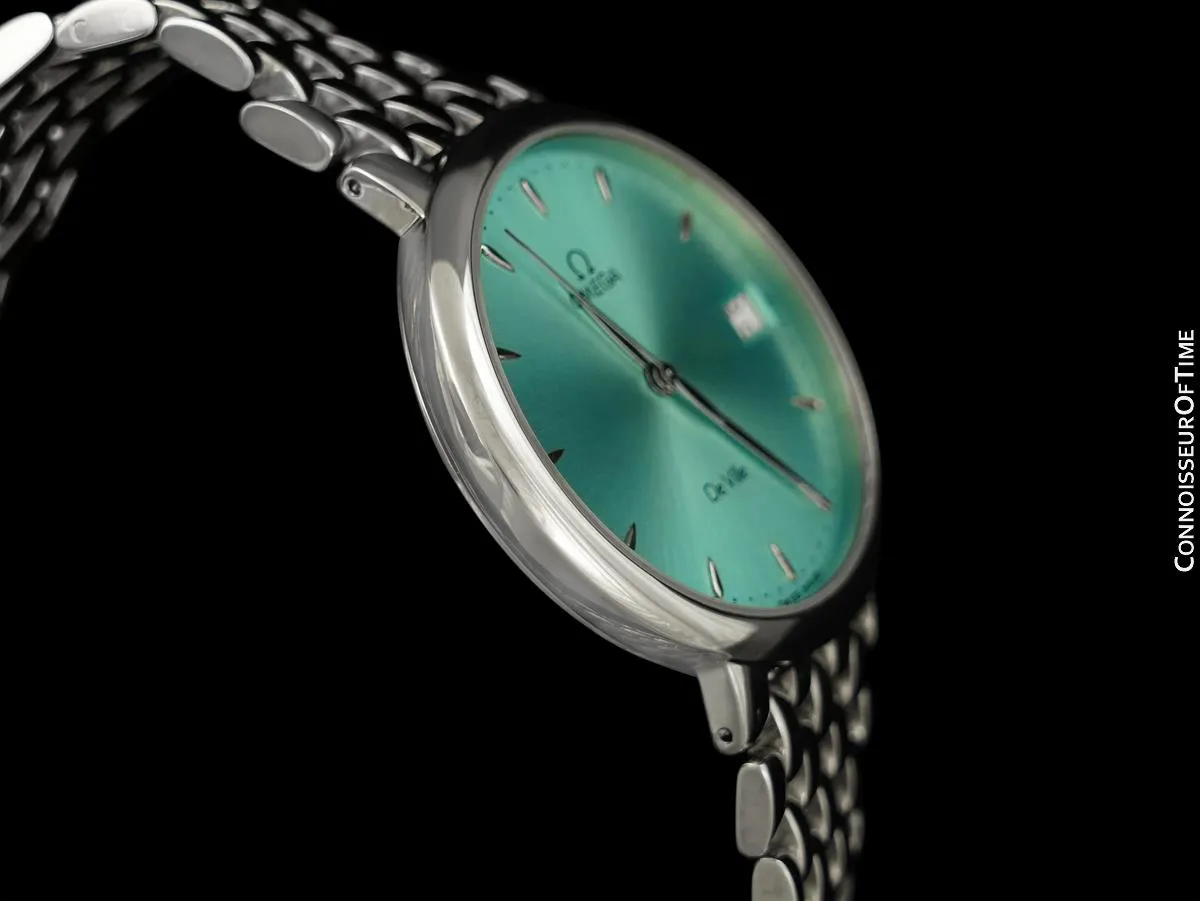 1998 Omega De Ville Mens Dress Watch with Tiffany Blue Dial & Date - Stainless Steel
