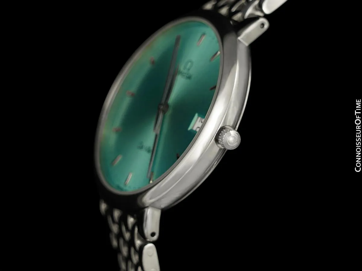 1998 Omega De Ville Mens Dress Watch with Tiffany Blue Dial & Date - Stainless Steel