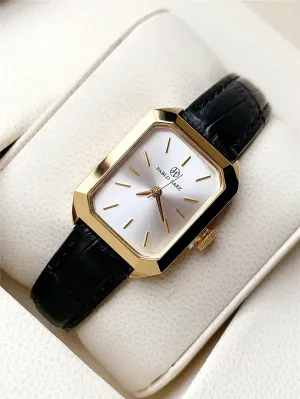 1pc Crocodile Embossed PU Polyurethane Strap Quartz Watch -  Gold