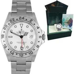2007 UNPOLISHED Rolex Explorer II Stainless Polar White Date GMT 40mm 16570
