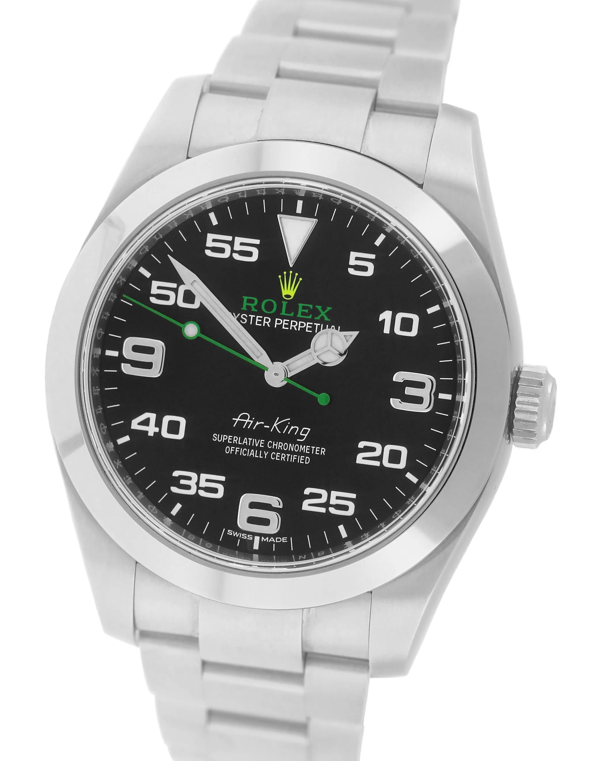 2019 Rolex Air-King 40mm Green Yellow Black Arabic Stainless Steel 116900 Watch