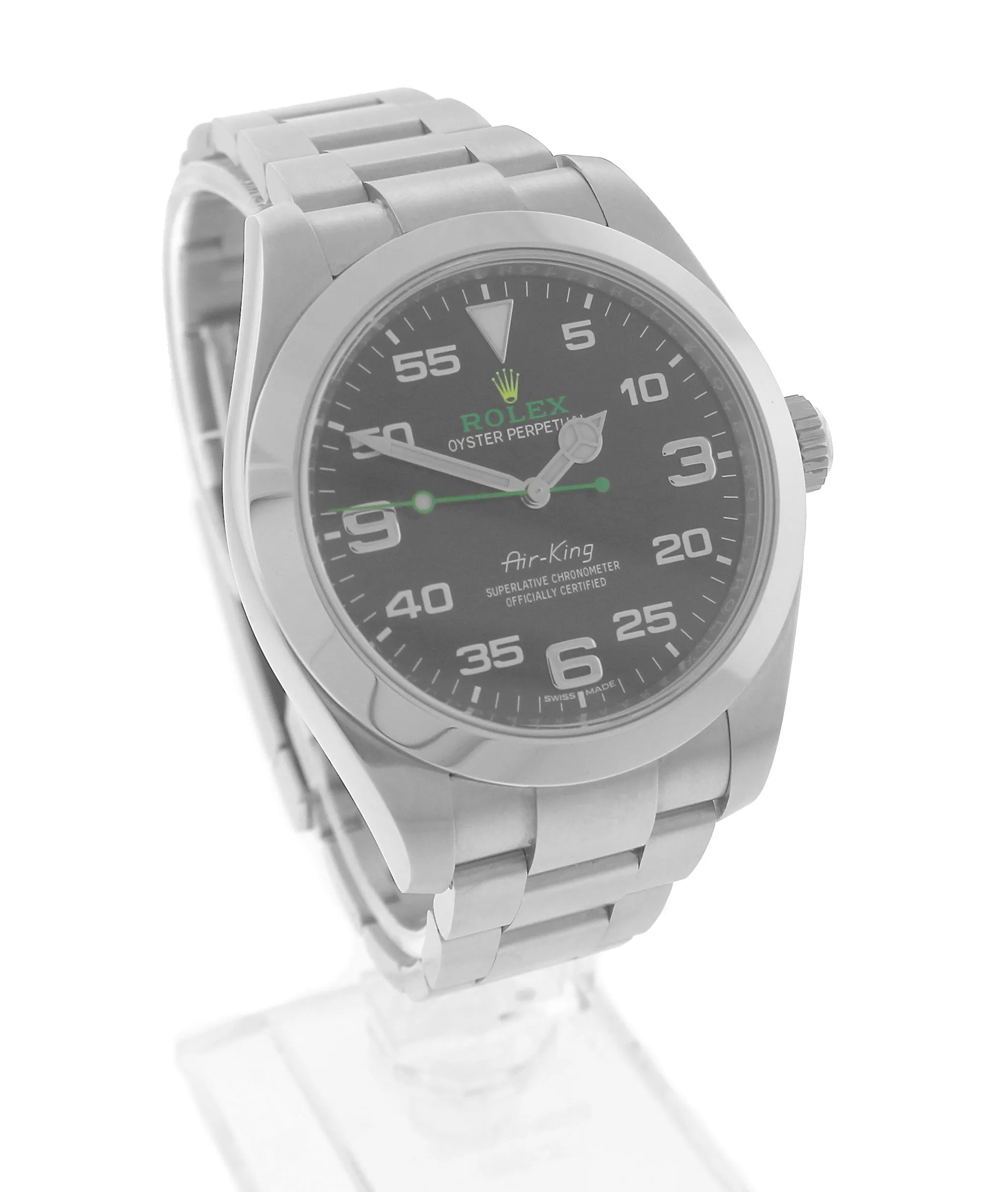 2019 Rolex Air-King 40mm Green Yellow Black Arabic Stainless Steel 116900 Watch