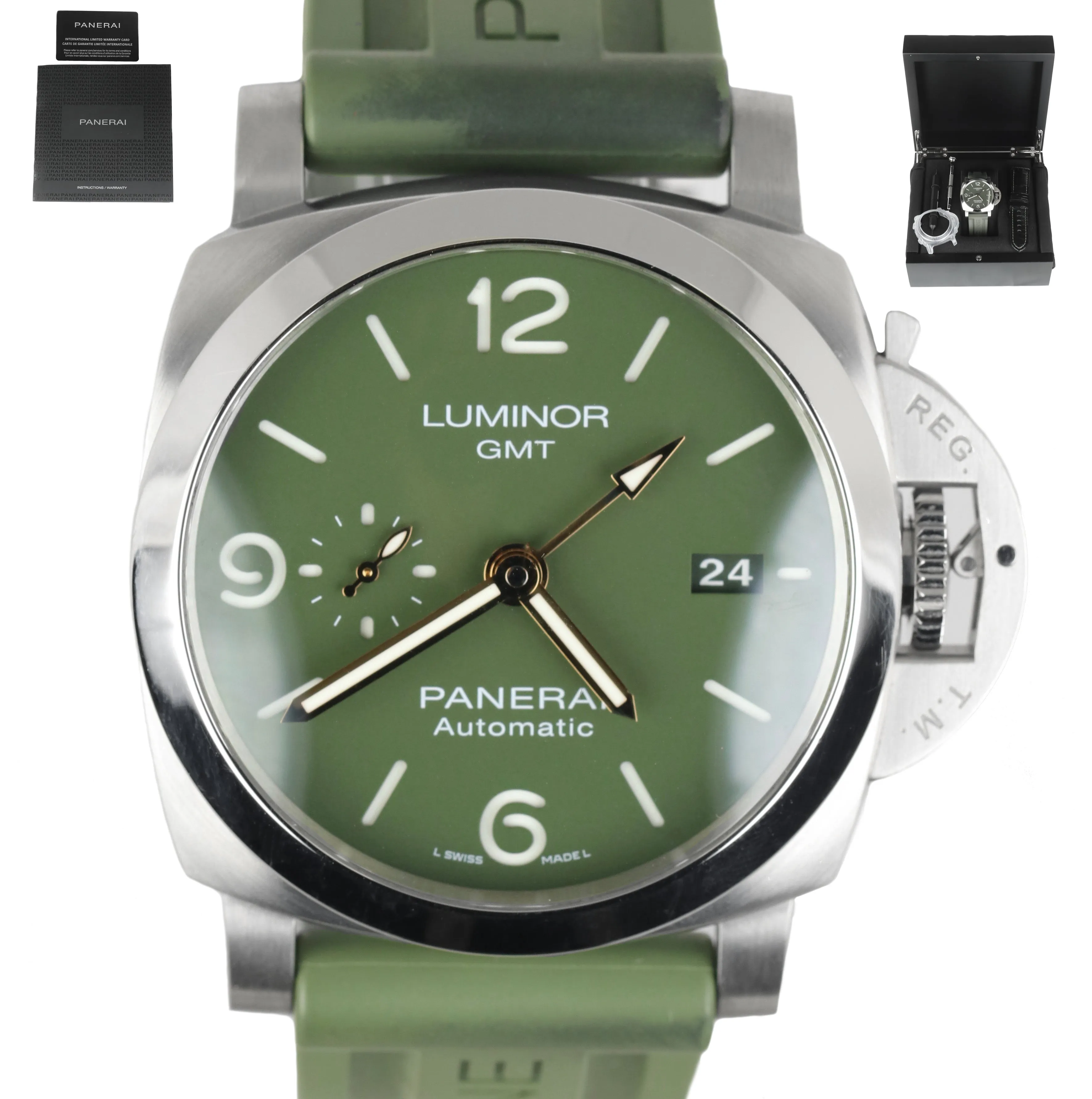 2020 Panerai Luminor 1950 3 Days GMT Mahendra Dhoni PAM01056 Green 44mm PAM 1056