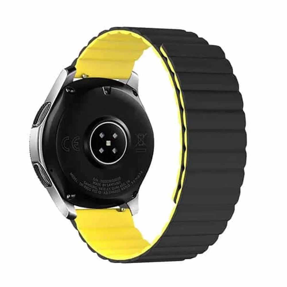 20MM Silicone Magnetic Watch Band - Black Yellow