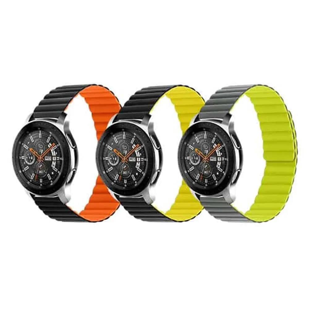 20MM Silicone Magnetic Watch Band - Black Yellow