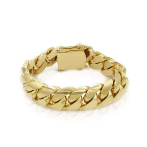 20mm Solid Cuban Link Bracelet in 14K Yellow Gold