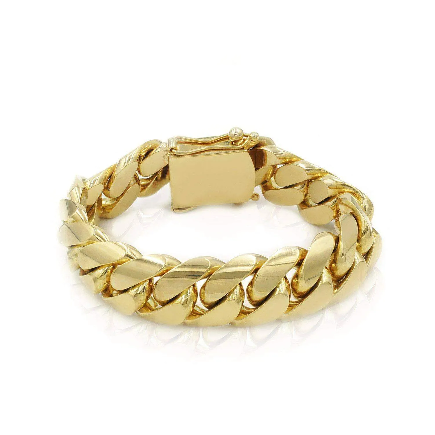 20mm Solid Cuban Link Bracelet in 14K Yellow Gold