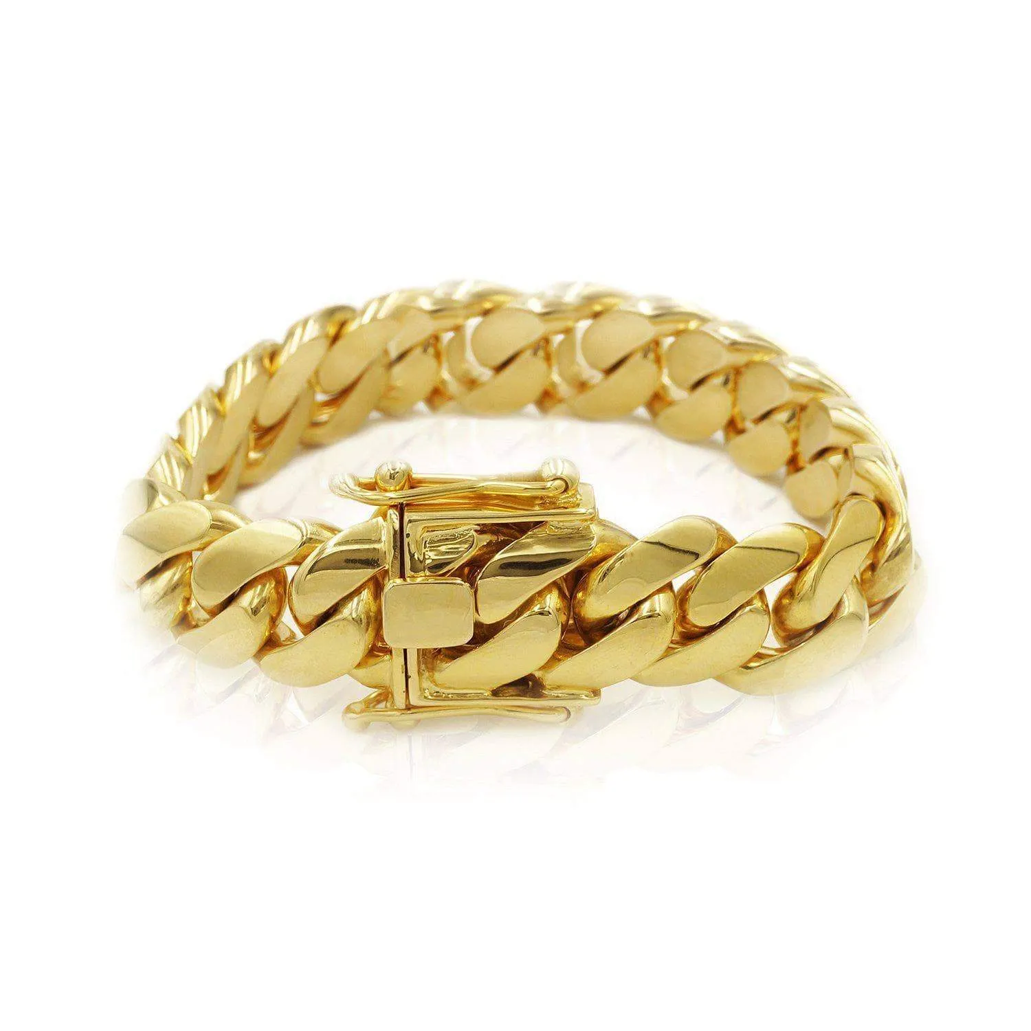 20mm Solid Cuban Link Bracelet in 14K Yellow Gold