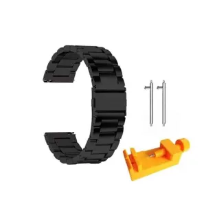20mm watch 3 links stainless -steel strap - Black
