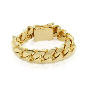 22mm Solid Cuban Link Bracelet in 10K Yellow Gold