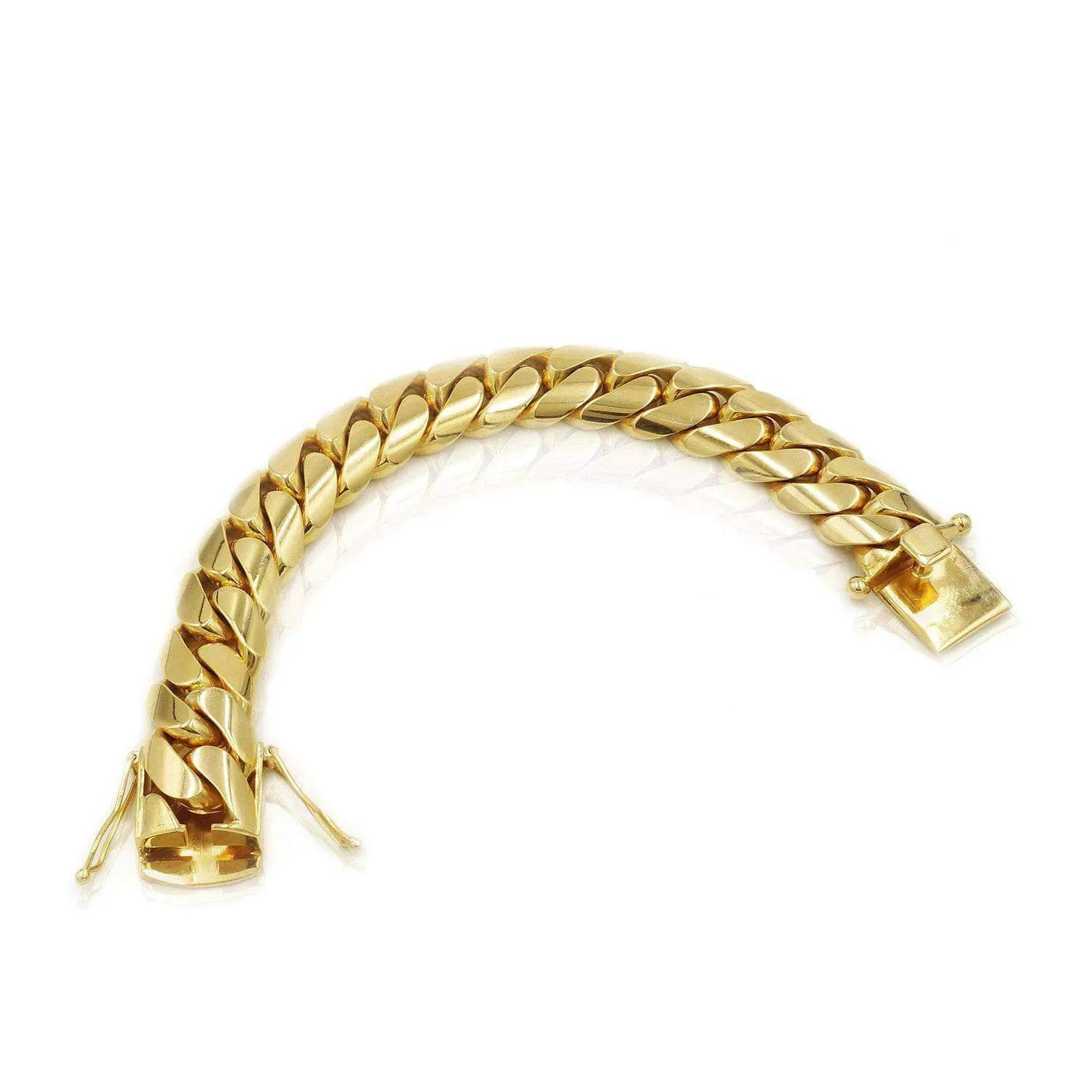 22mm Solid Cuban Link Bracelet in 14K Yellow Gold