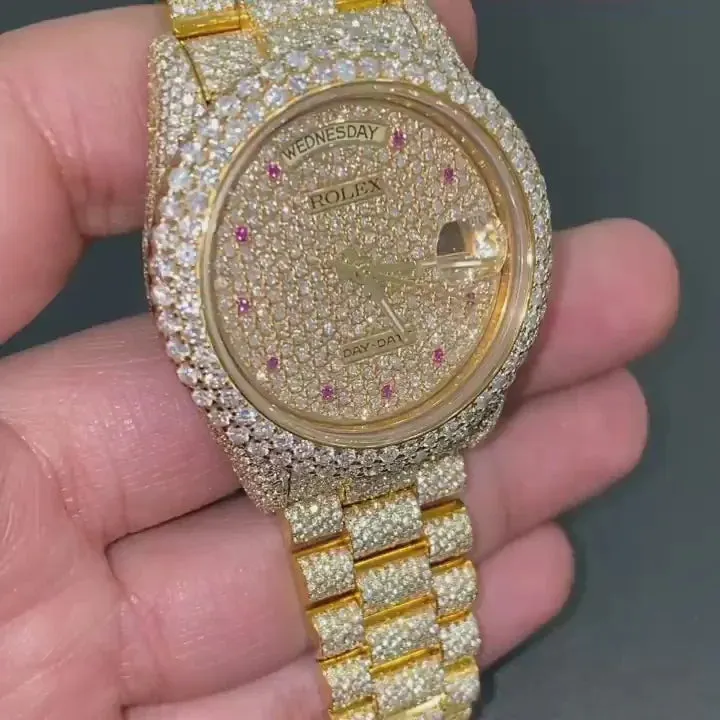 36mm Rolex Day-Date Presidential Moissanite Diamond Watch W 136
