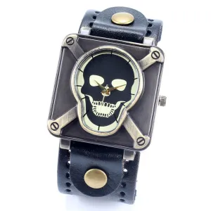 4 Color Leather Strap Punk Skull Wrist Watch