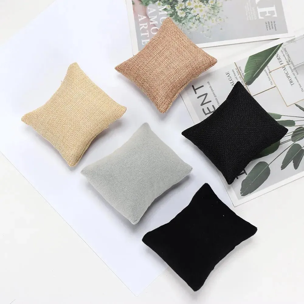 5 Colors Beige Black Grey Fabric Pillow For Watch Bangle Bracelet Display Holder Gift Jewelry Cushion DIY Accessories Wholesale